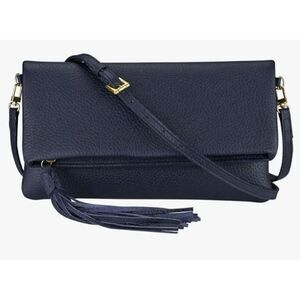 GiGi New York Handcrafted Pebble Leather Stella Foldover Clutch / Crossbody Bag